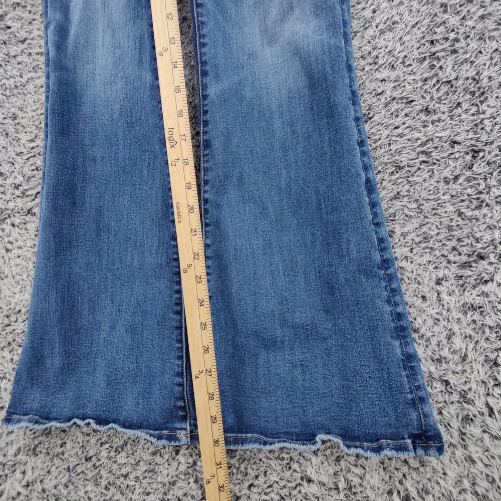 American Eagle Womens Super High Rise Flare Wide 70s Festival Retro Jeans 4 Blue - Picture 3 of 16